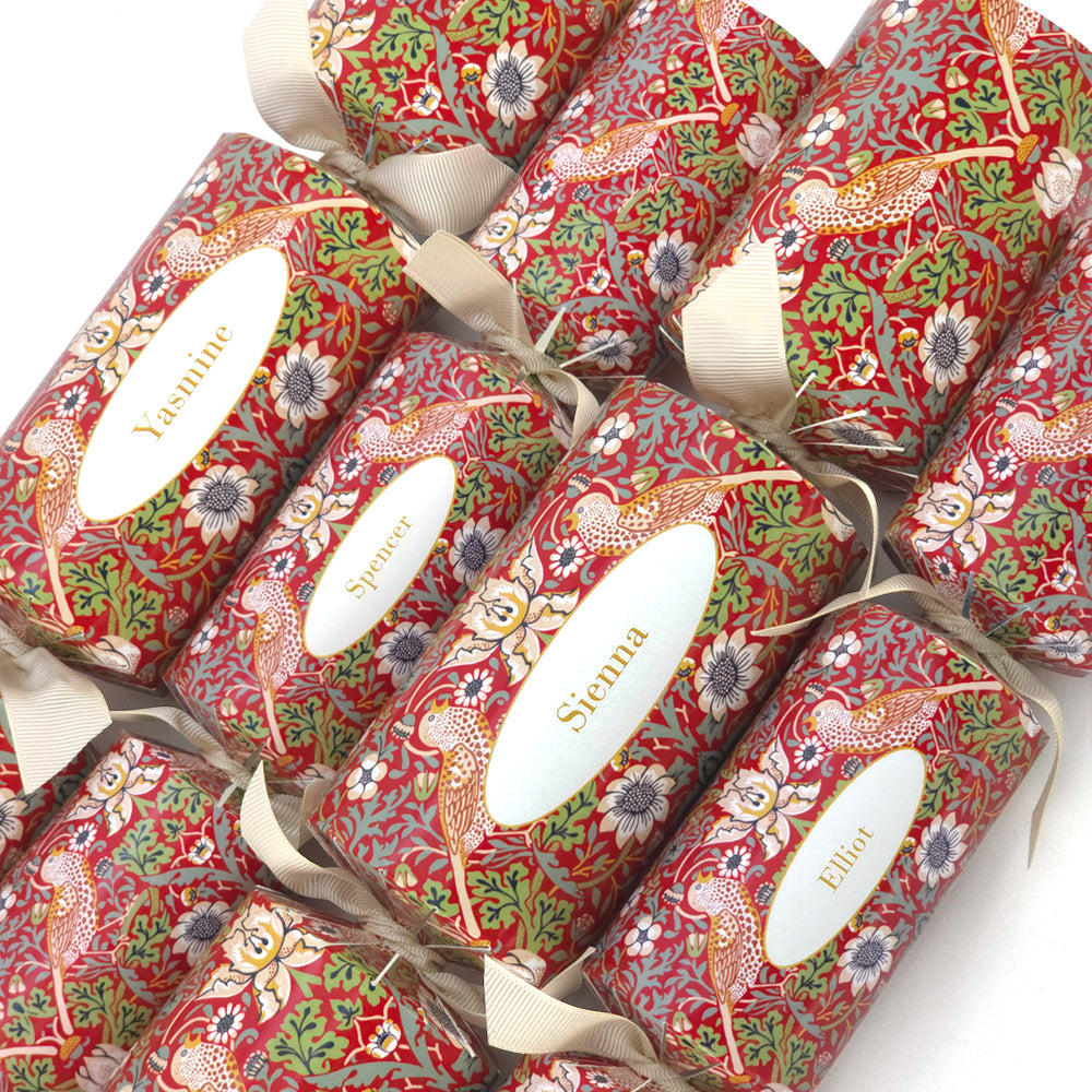 Personalised Cracker Making Kit | Red Strawberry Thief | Makes 4 or 6 Crackers