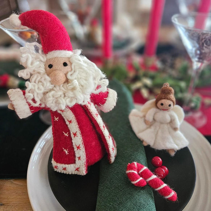 Scandi Santa | Handmade Felt Christmas Tree Topper | 20cm Tall | Fairtrade Felt