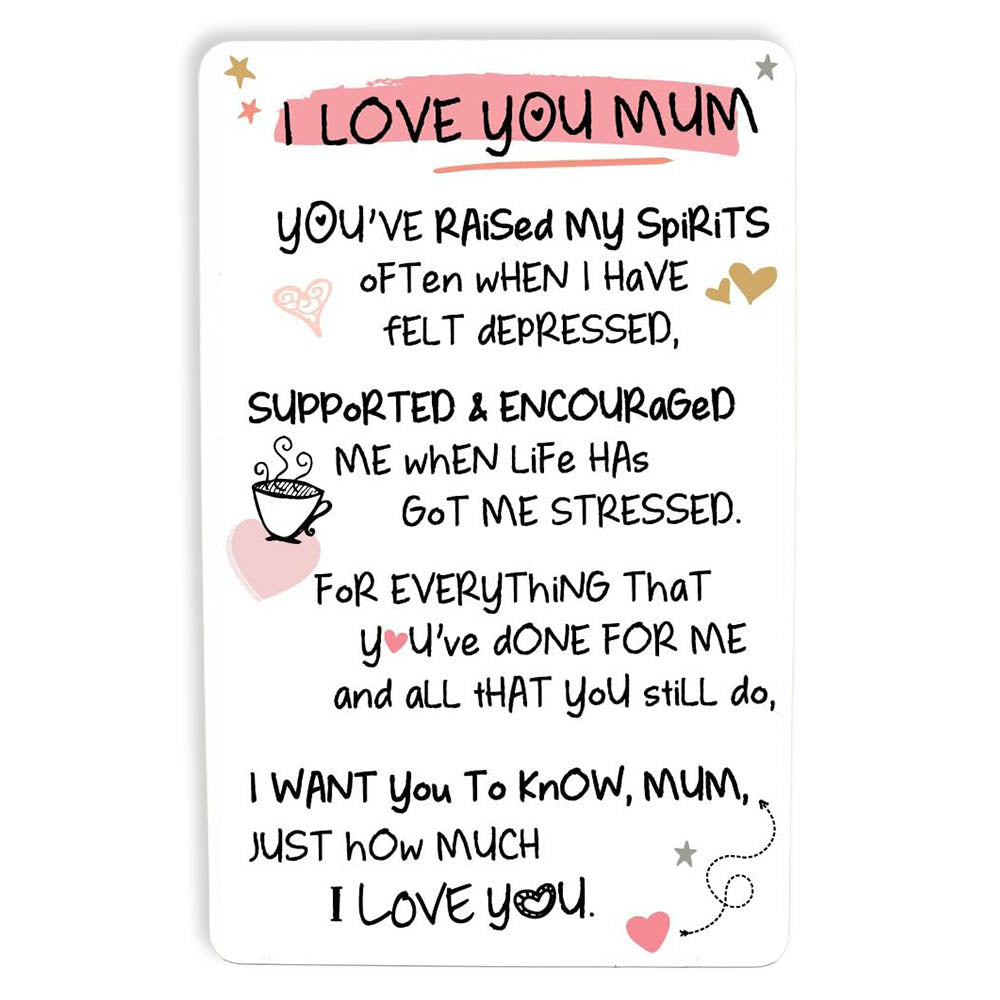 I Love You Mum | Mini Keepsake Card With Verse | Little Gift | Cracker Filler