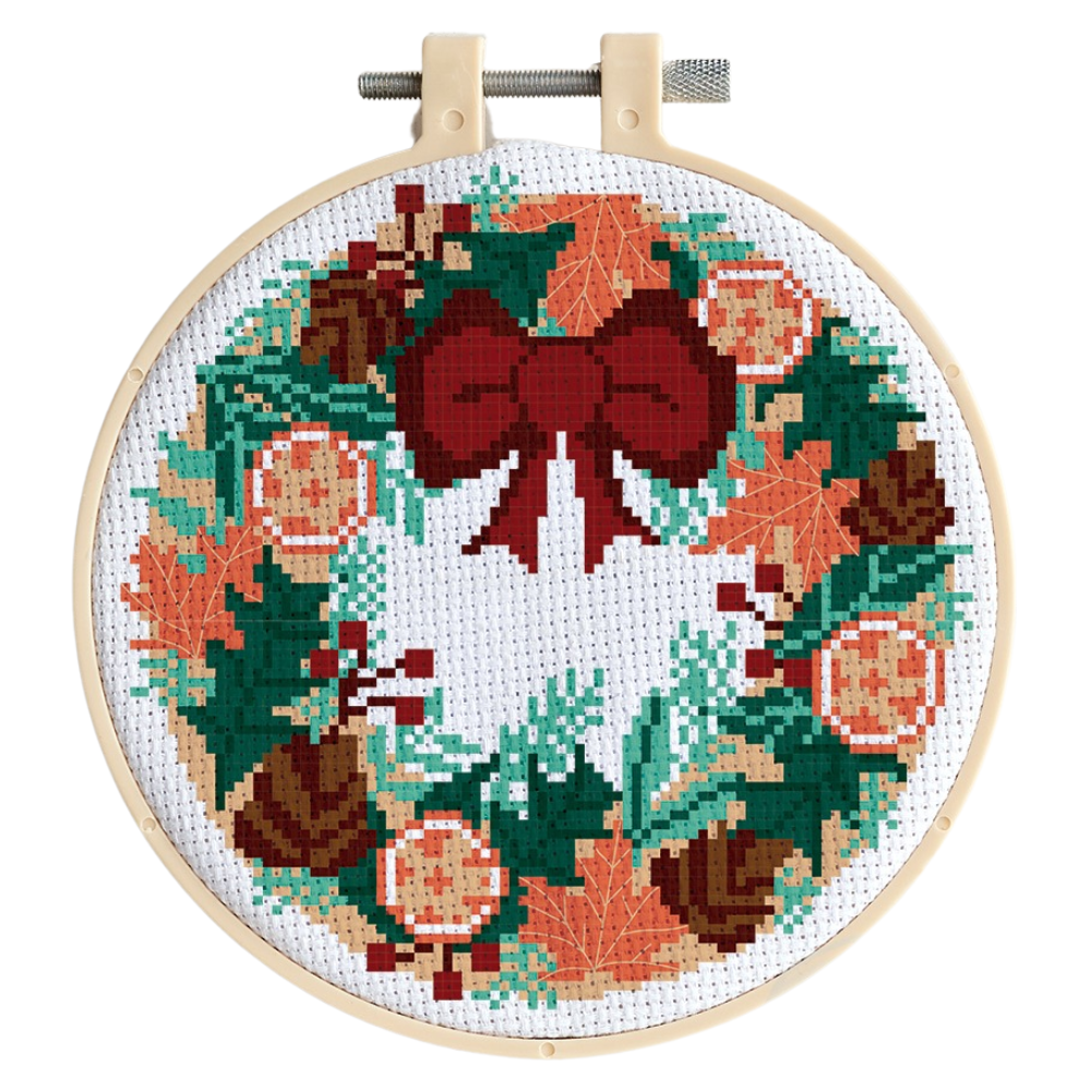 Autumn Wreath | Halloween Cross Stitch Kit | Make Your Own Autumn Crafts