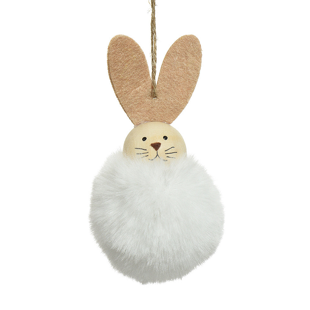 Gorgeous & Fluffy Easter Bunny | White | Hanging Tree Decoration | Gisela Graham