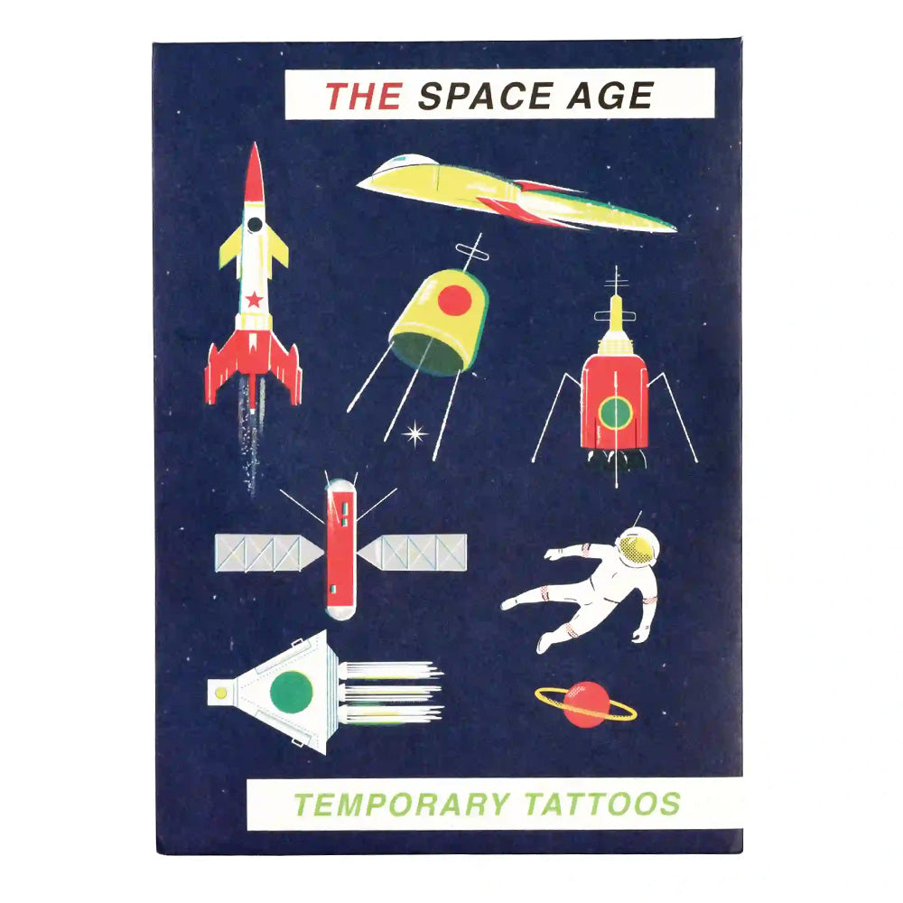 Space Age | Temporary Tattoos | Pack of 2 Sheets | 15x10cm