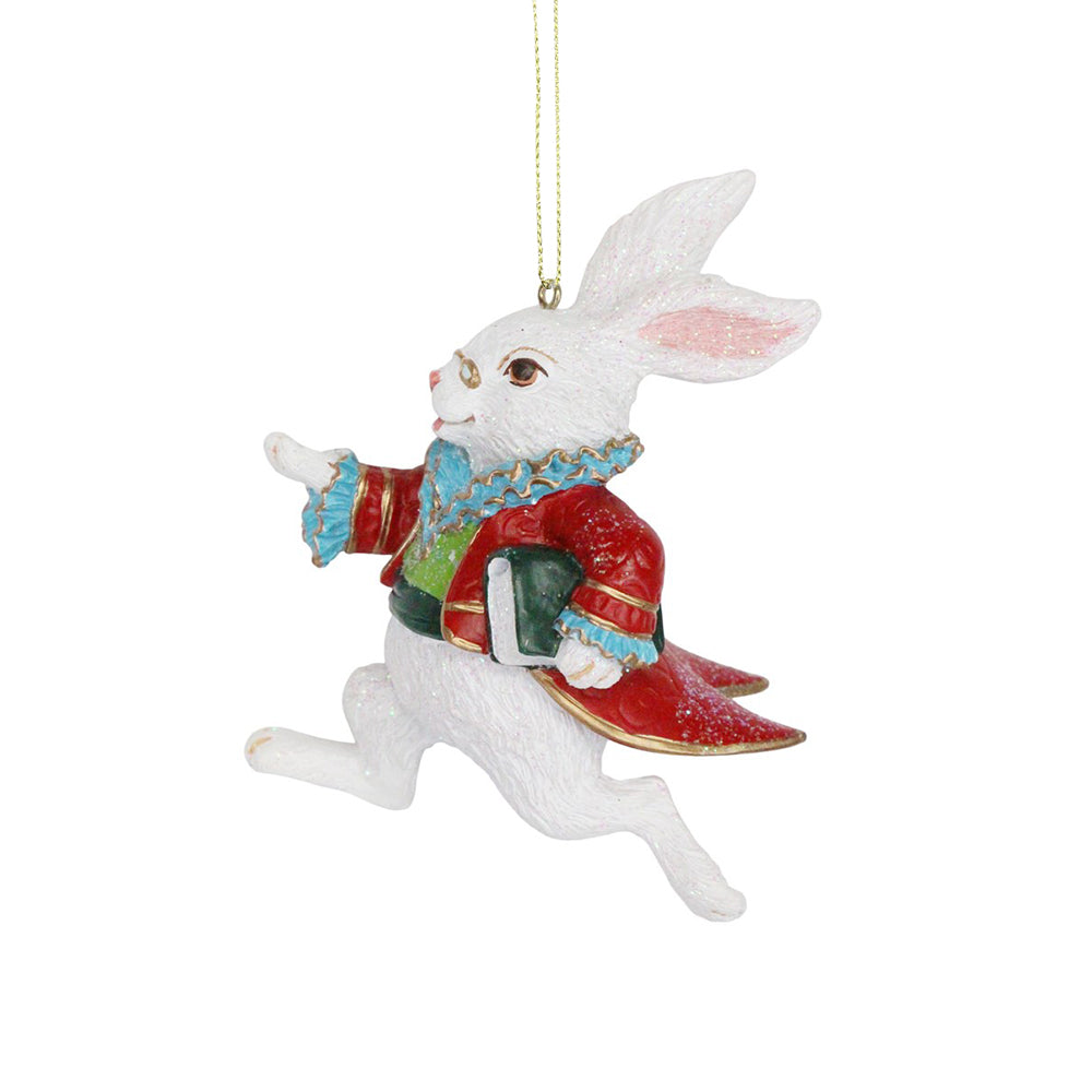 I'm Late White Rabbit Hanging Ornament | Christmas Tree Decorations | Gisela Graham