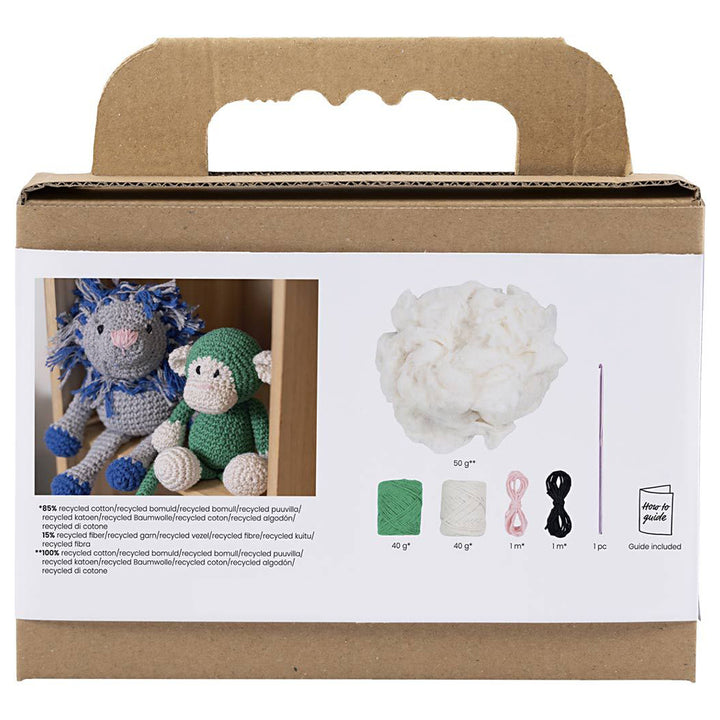 Amigurumi Complete Kit | Bright Green Monkey | Japanese Crochet | 22cm Long