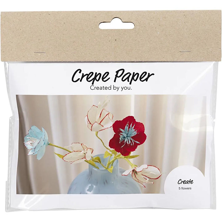 Pretty Flowers | Crepe Paper Flower Mini Craft Kit | Makes 5 Stems