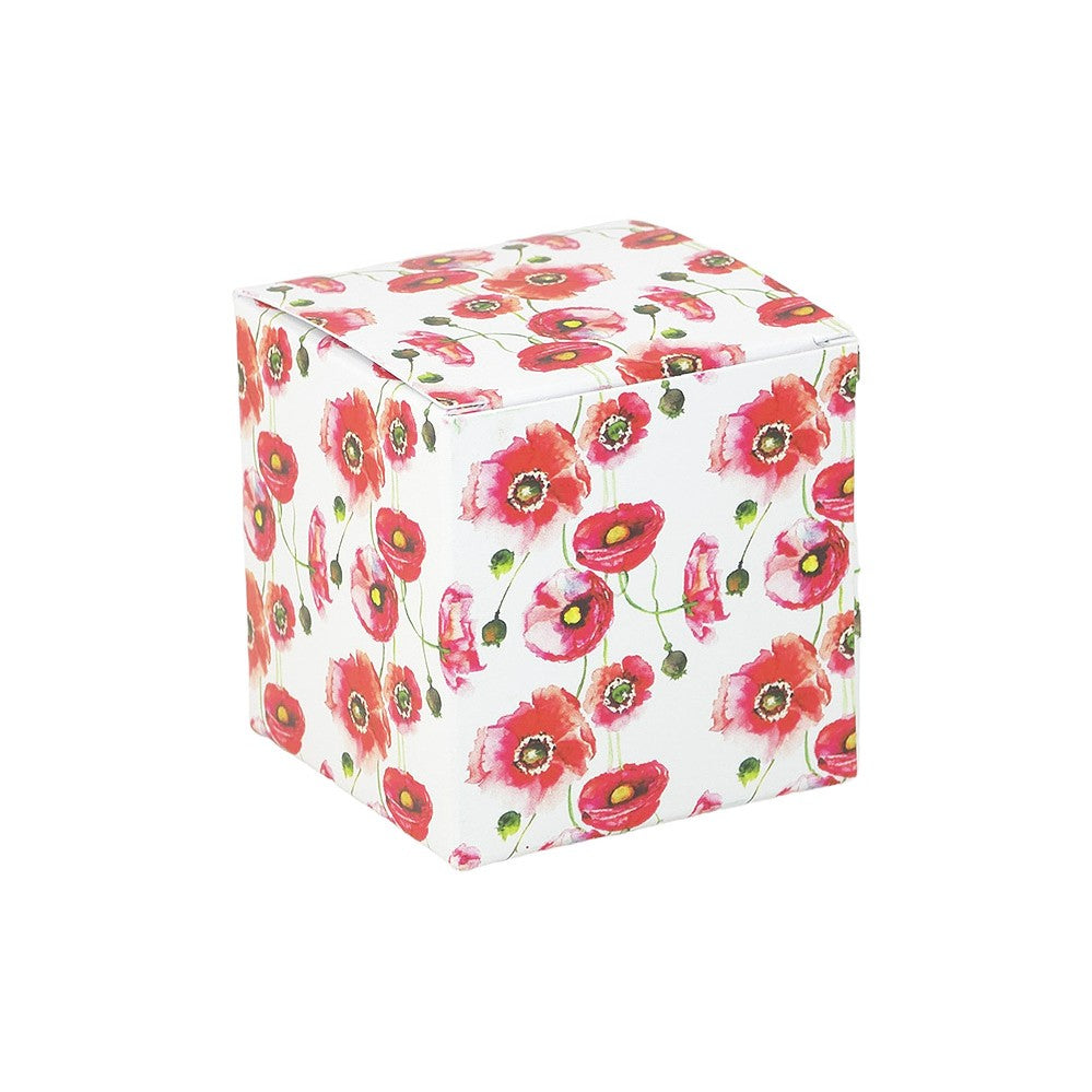 Watercolour Poppy | Little Gift Box | 5cm Cube | Single or 6 Boxes