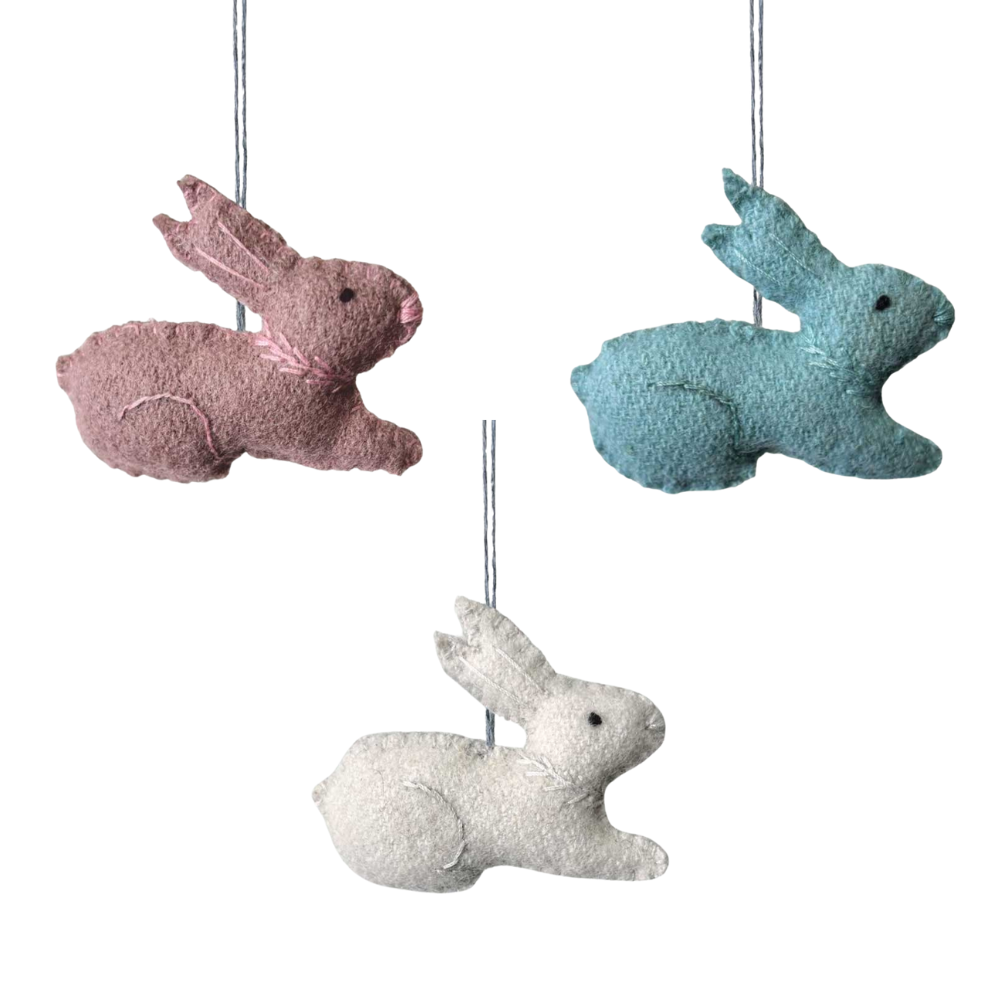 Natural Small Bunny Felt Hanging Ornament | Easter Decoration | 5cm Wide