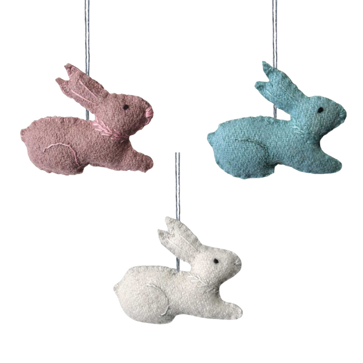 Natural Small Bunny Felt Hanging Ornament | Easter Decoration | 5cm Wide