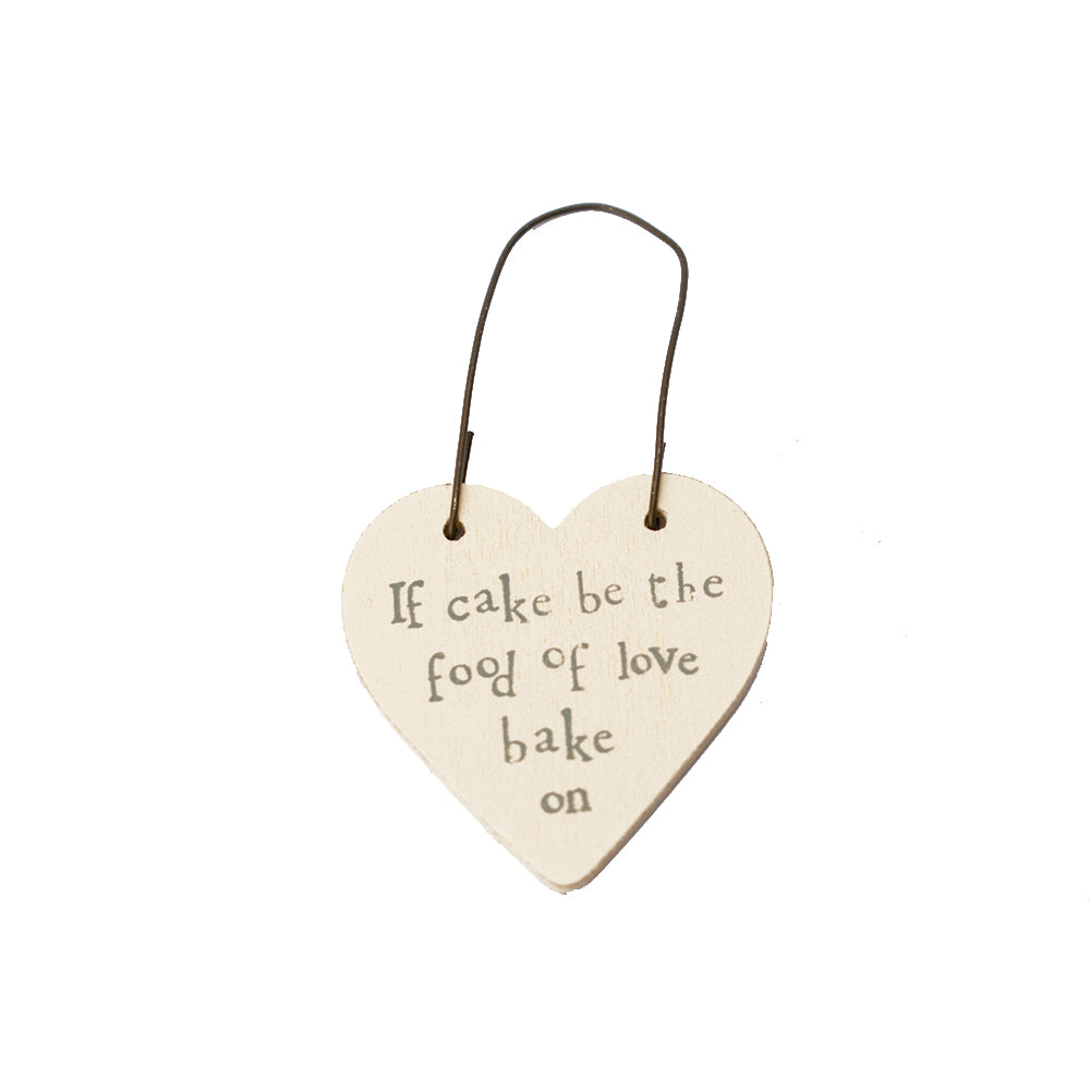 Cake Is The Food of Love - Mini Wooden Hanging Heart - Cracker Filler Gift