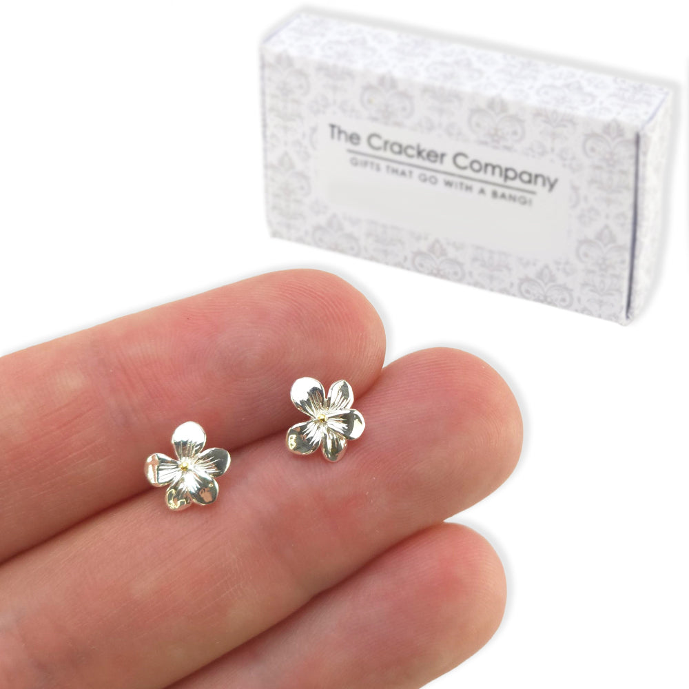 Sterling Silver Violet Flower Earrings | Mini Gift | Cracker Fillers