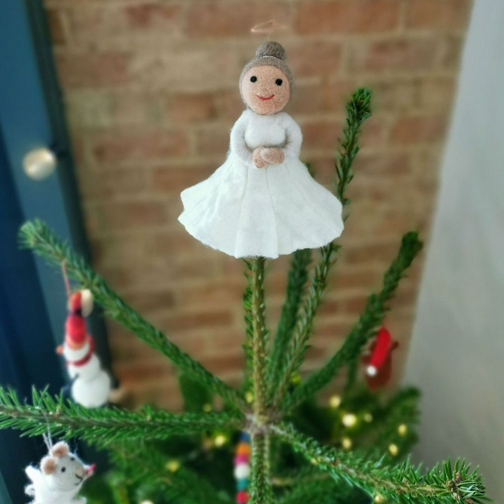 Angel | Handmade Felt Christmas Tree Topper | 16cm Tall | Fairtrade Felt