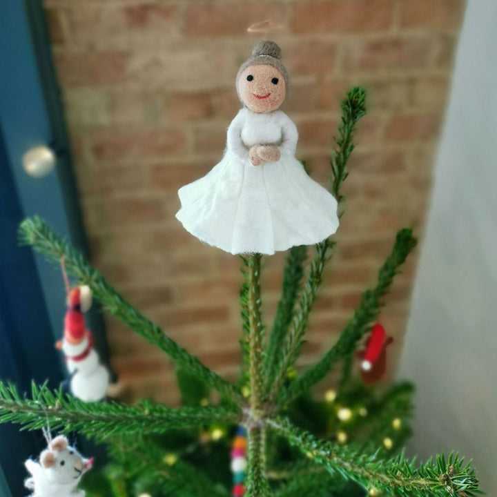 Angel | Handmade Felt Christmas Tree Topper | 16cm Tall | Fairtrade Felt
