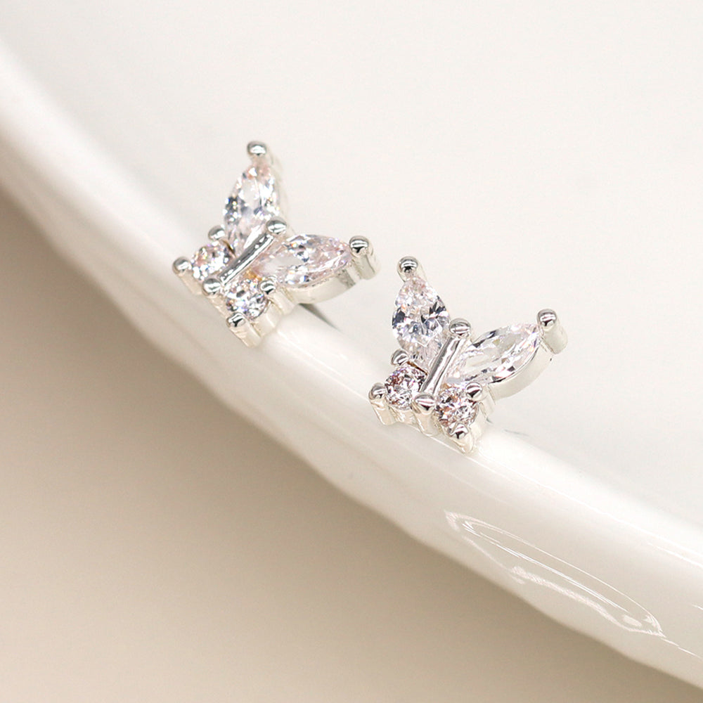 Silver Plated Crystal Butterfly Earrings | Mini Gift | Cracker Filler