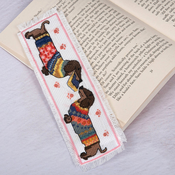 Woolly Jumper Dachshunds Bookmark | Complete Cross Stitch Kit