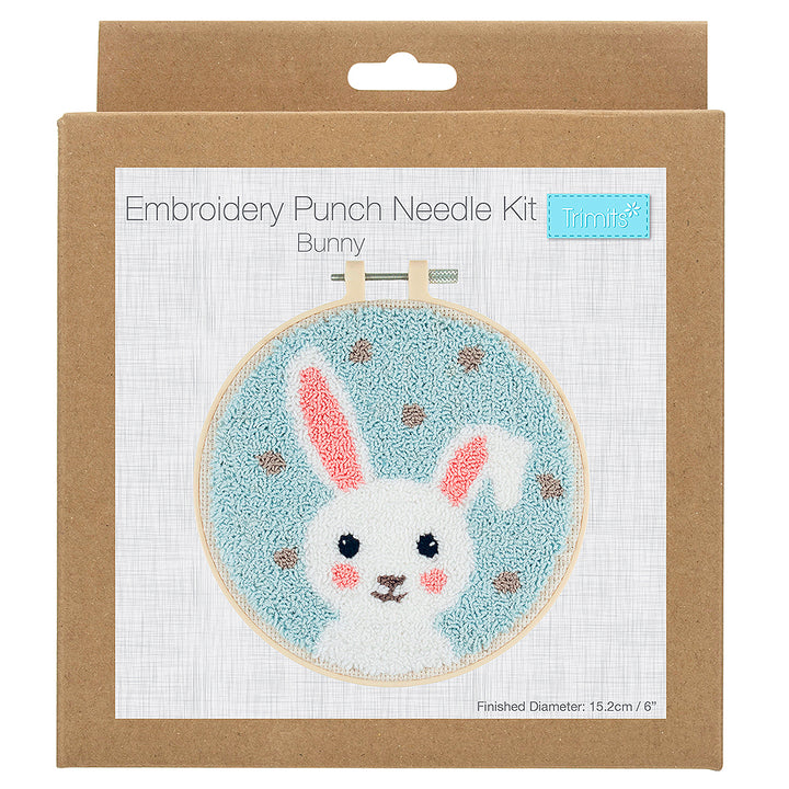 Springtime White Rabbit | Embroidery & Punch Needle Craft Kit | Gift Boxed Set