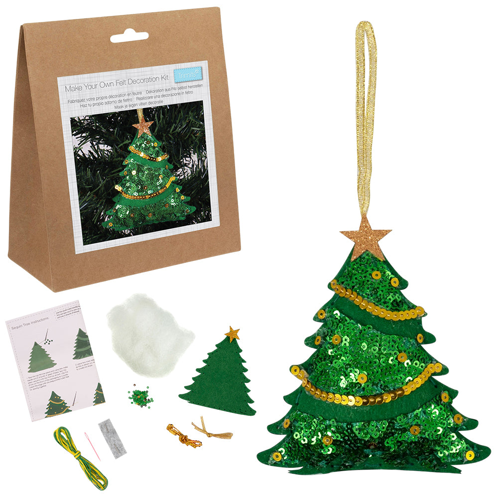 Christmas Tree | Felt & Sequin Sewing Kit | Hanging Ornament | Craft Kit