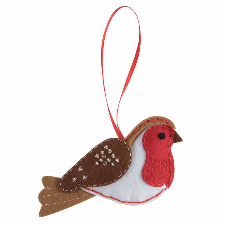 Felt Christmas Robin Hanging Ornament Sewing Craft Kit | DIY Decoration