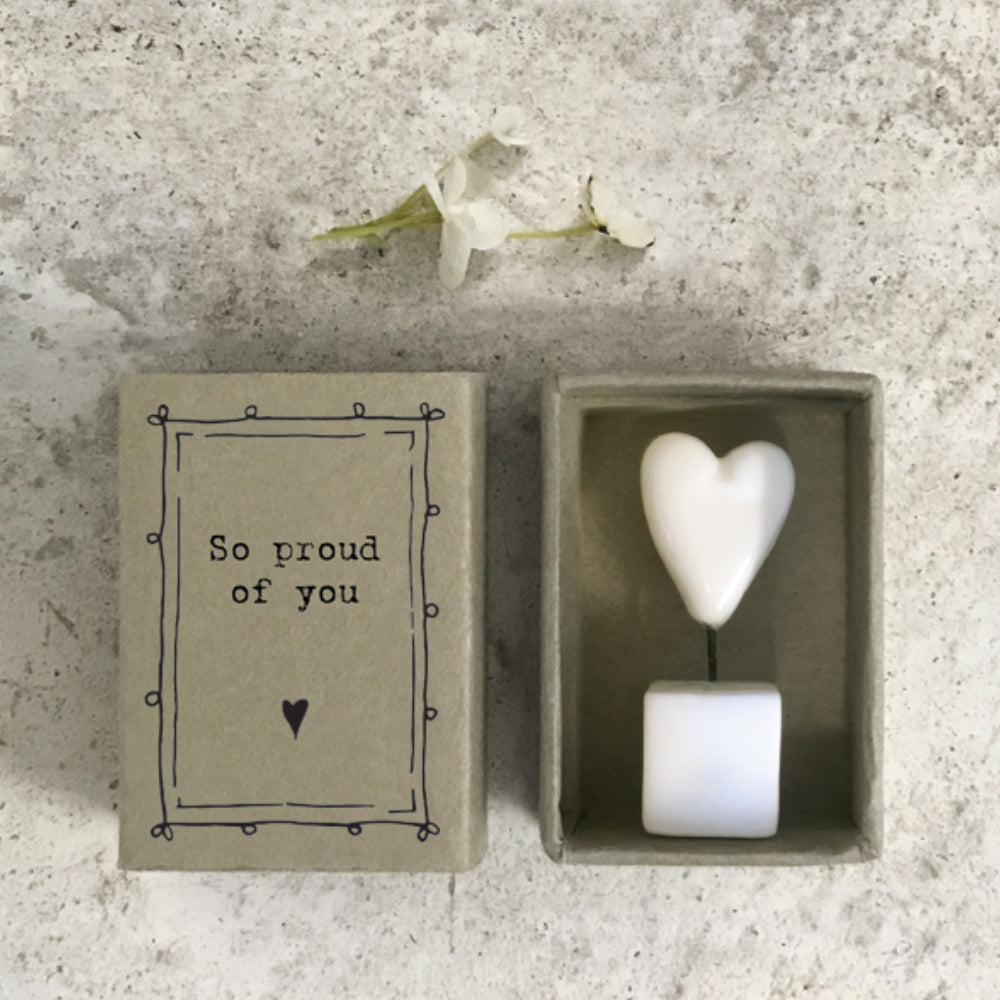 So Proud of You | Porcelain Heart on Stand | Cracker Filler | Little Gift