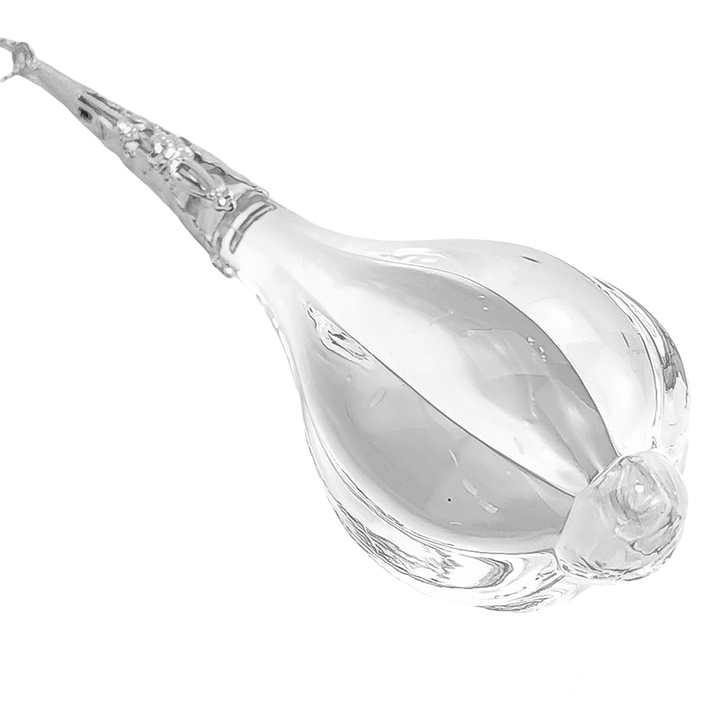 Clear Crystal Drop | Christmas Hanging Decoration | Ribbed Ball | Gisela Graham