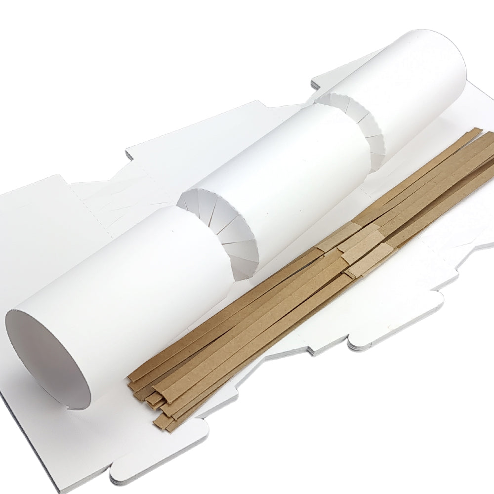 8 White Linen Textured Make & Fill Your Own DIY Recyclable Christmas Cracker Craft Kit