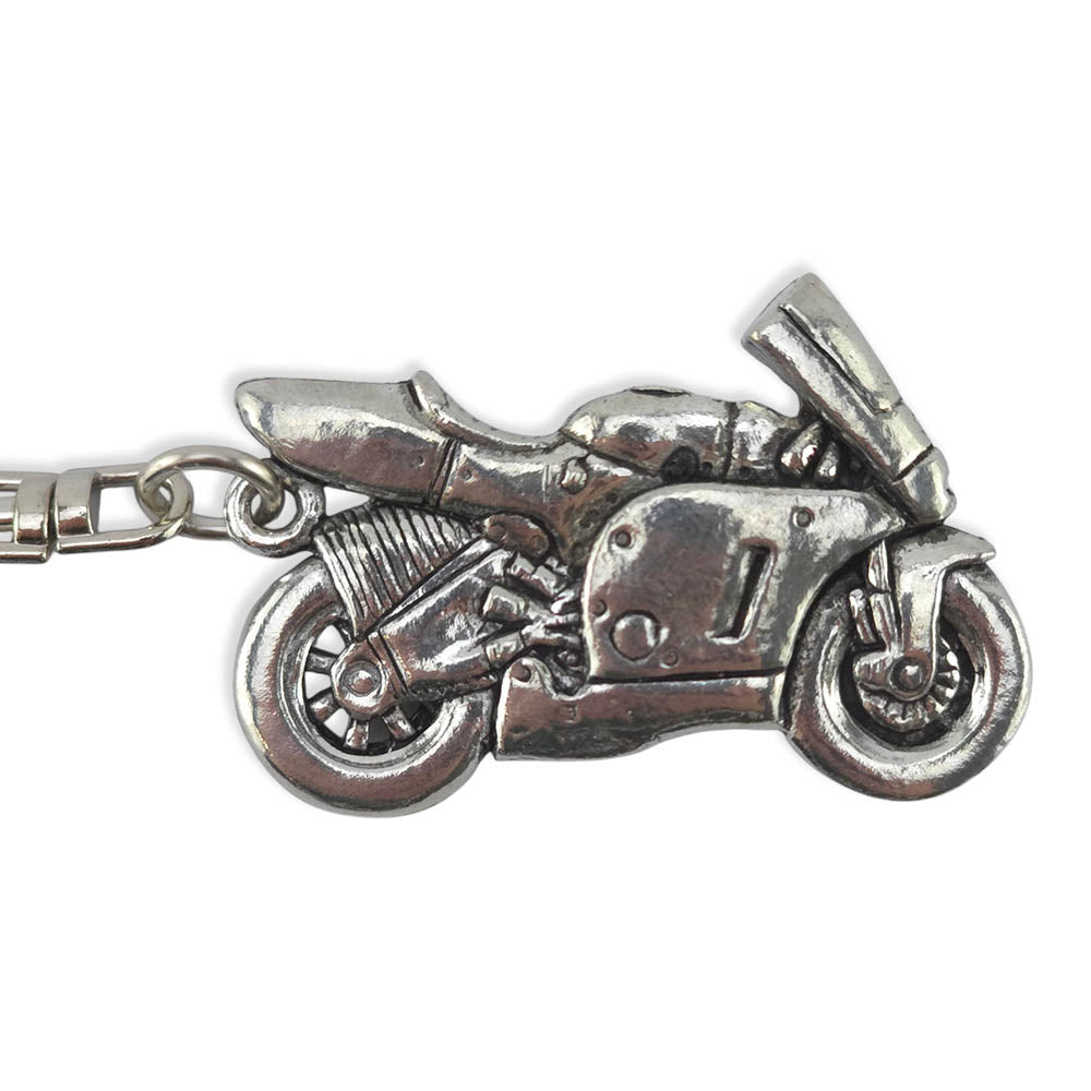 Racing Bike | Chunky English Pewter 3D Keyring | Little Gift | Cracker Filler