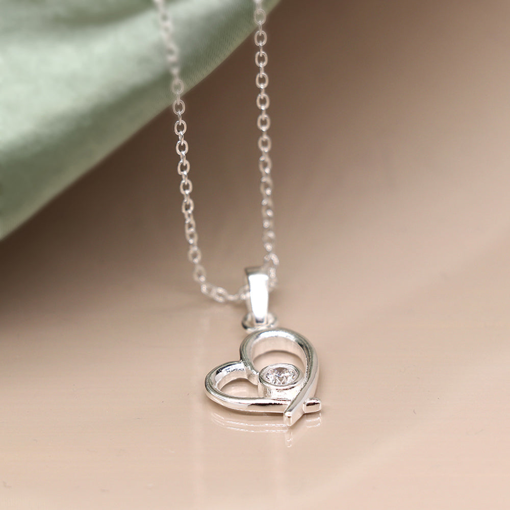 Sterling Silver Heart & CZ Crystal Necklace | Mini Gift | Cracker Filler