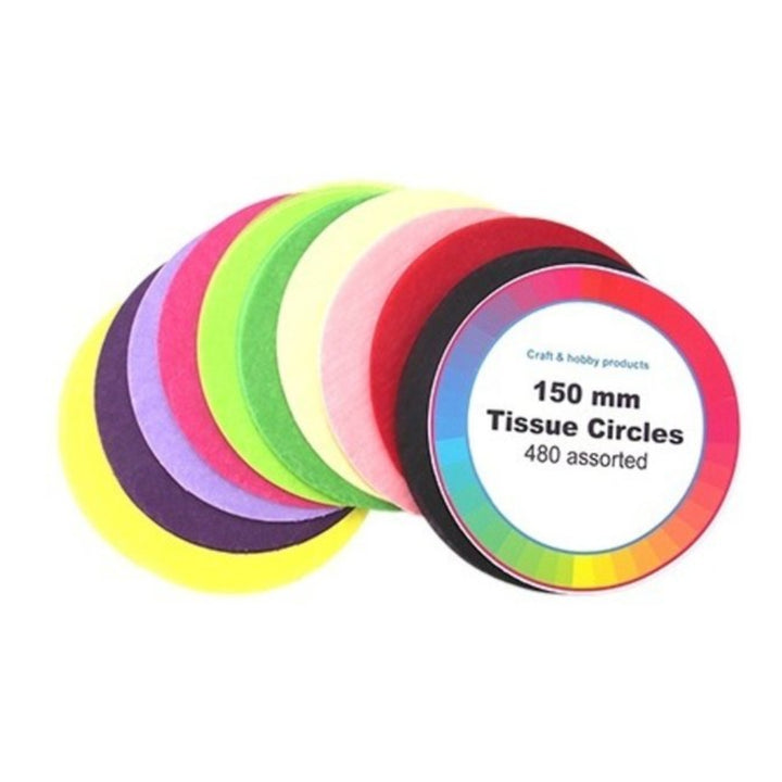 480 Assorted Colours Tissue Paper Circles for Kids Crafts - Choice of Sizes