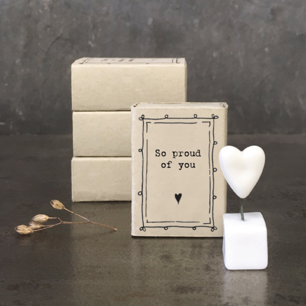 So Proud of You | Porcelain Heart on Stand | Cracker Filler | Little Gift