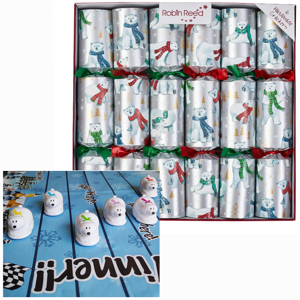 Polar Bears | 6 Handmade Crackers | Christmas Fun | Ready Made