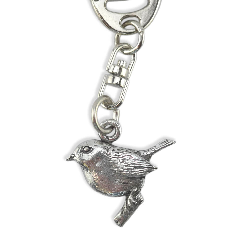 Remembrance Robin | English Pewter 3D Keyring | Little Gift | Cracker Filler