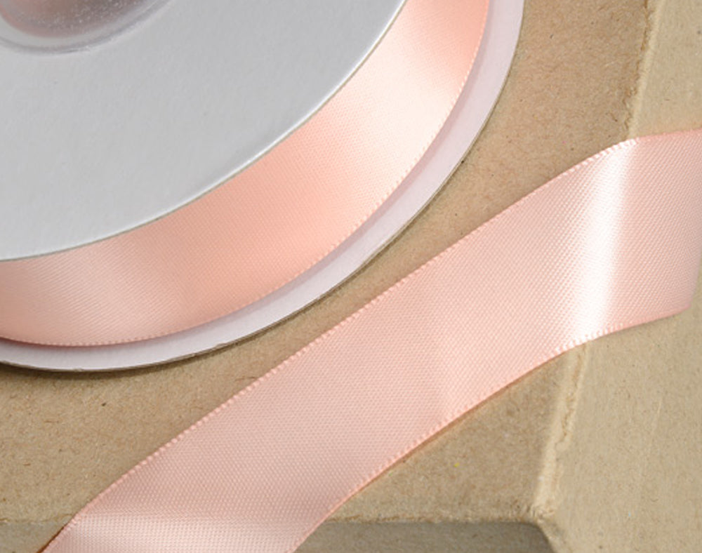 25m Peach 15mm Wide Satin Ribbon for Crafts