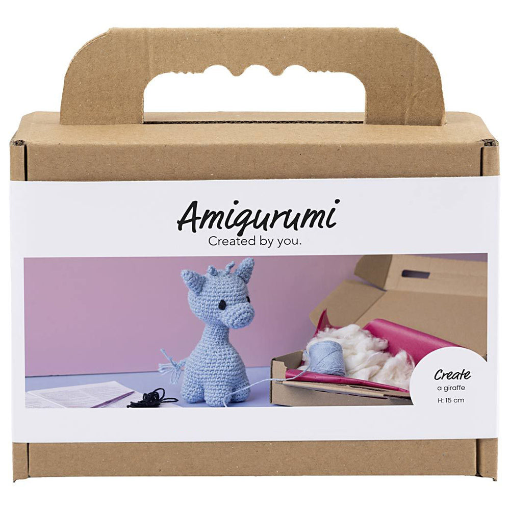 Amigurumi Complete Craft Kit | Light Blue Giraffe | Japanese Crochet | 15cm Tall