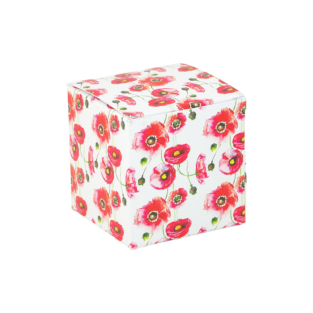 Watercolour Poppy | Little Gift Box | 5cm Cube | Single or 6 Boxes