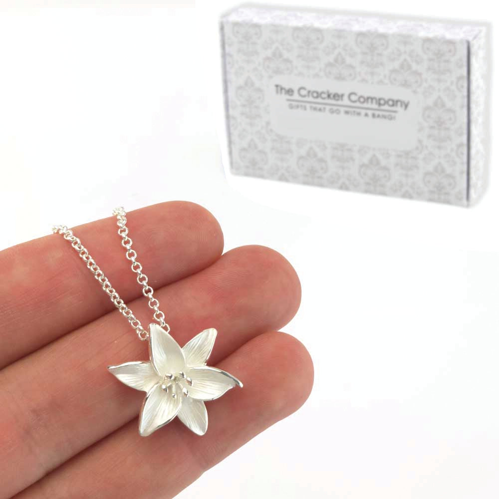 Lily Silver Plated Necklace | Pearlescent White | Little Gift