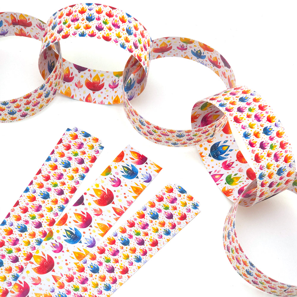 30 Reusable Paper Chains | Bright Diwali Candles | No Glue Needed | 2.5m