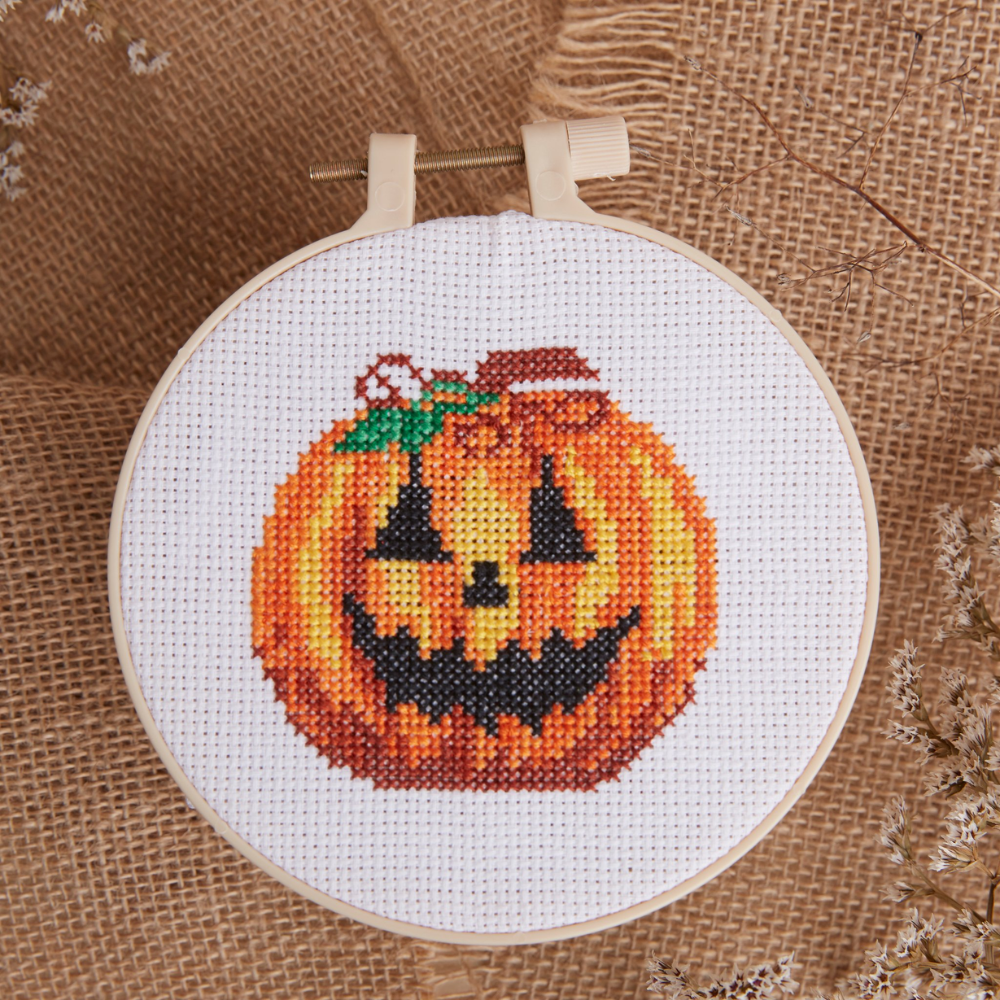 Spooky Pumpkin | Halloween Cross Stitch Kit | Make Your Own Autumn Crafts