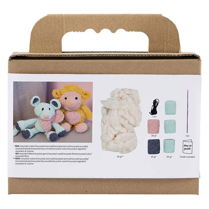 Amigurumi Complete Craft Kit | Mint Green Mouse | Japanese Crochet | 19cm Tall