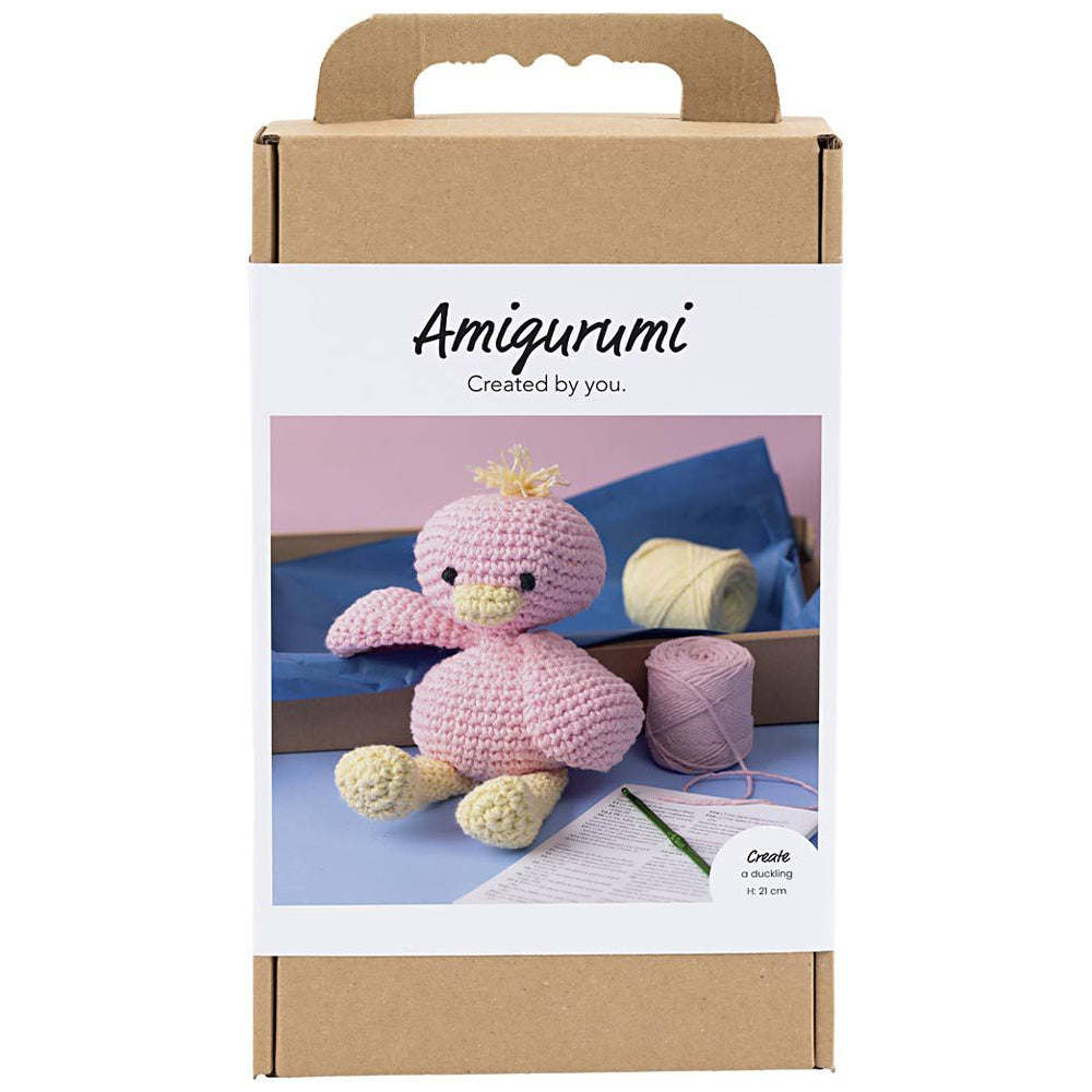 Amigurumi Complete Craft Kit | Pink Duckling | Japanese Crochet | Large 21cm