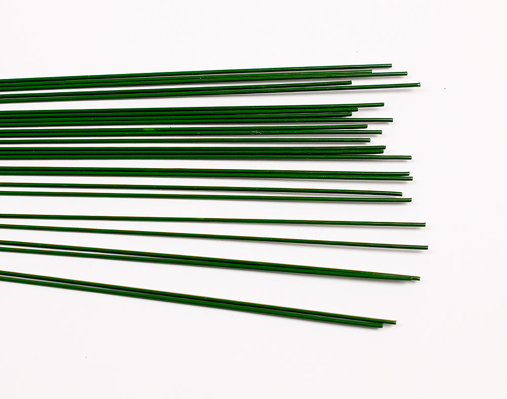0.4-1.6mm Green Varnished Floristry Stub Wires - 30cm Long