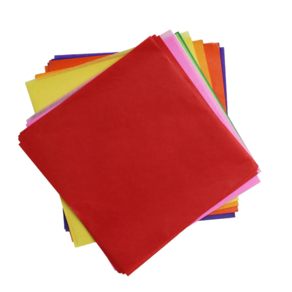 480 Assorted Colours Tissue Paper Squares for Kids Crafts - Choice of Sizes