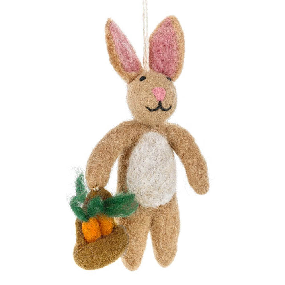 Single 12cm Hand Felted Spring Rory the Rabbit Easter Tree Decoration | Fairtrade Felt