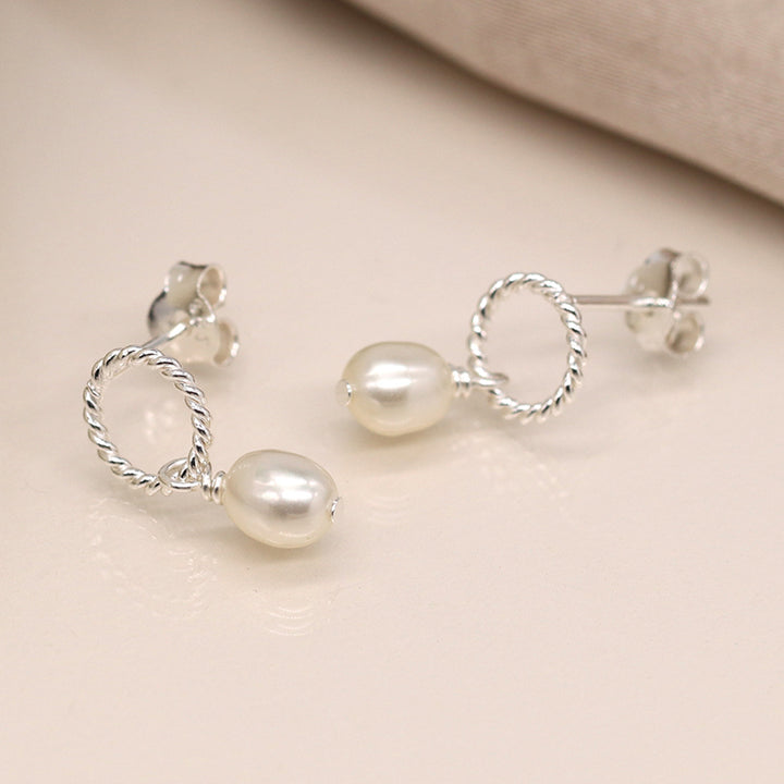 Sterling Silver Rope Hoop & Pearl Earrings | Mini Gift | Cracker Filler