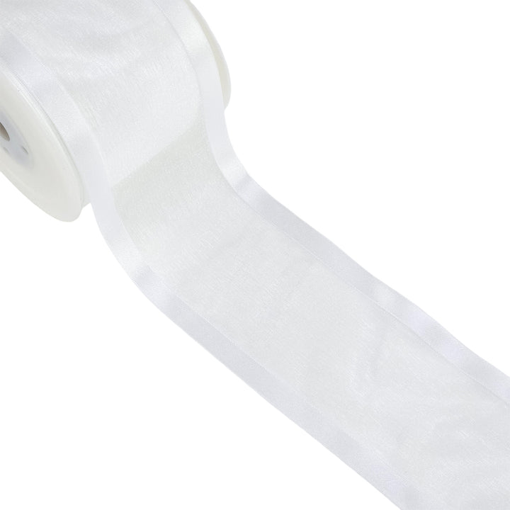 White Wedding | Satin Edged Organza Ribbon | 15, 25, 40 or 70mm Wide | 25m Reel