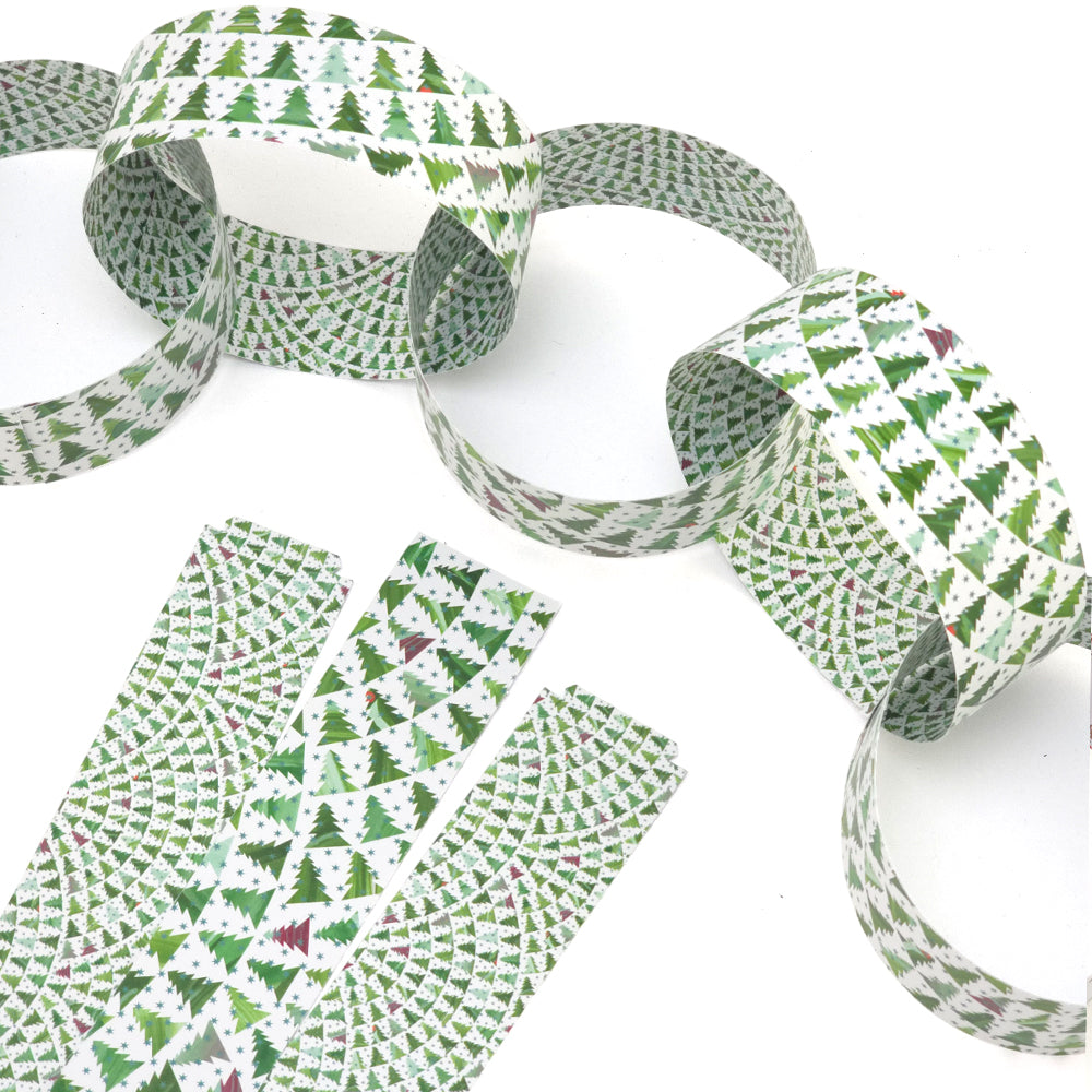 30 Reusable Christmas Paper Chains | Christmas Tree Wave | No Glue Needed | 2.5m