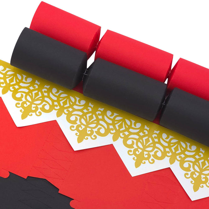 Red & Black Linen | Makes 8 Standard DIY Crackers | Cracker Making Craft Kits