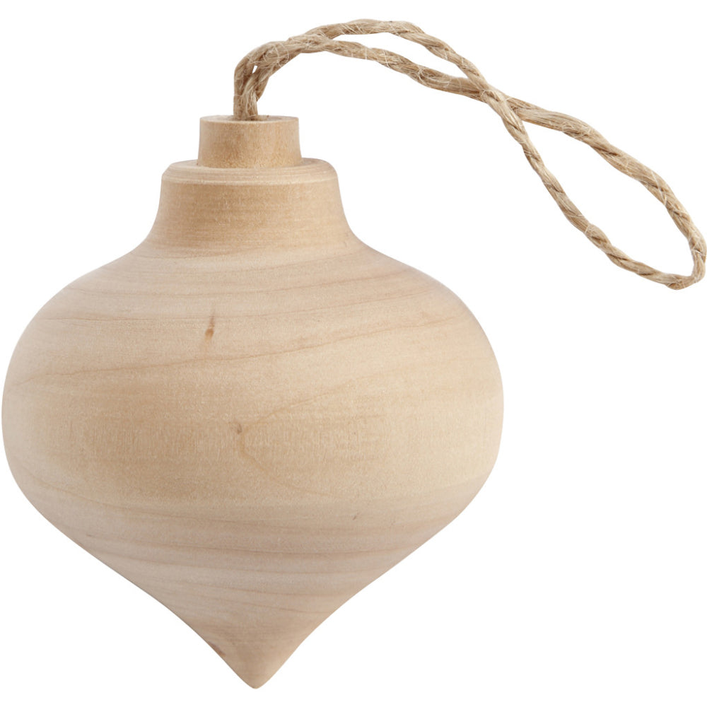 5.5cm Natural Wooden Onion Shape Christmas Tree Bauble to Decorate
