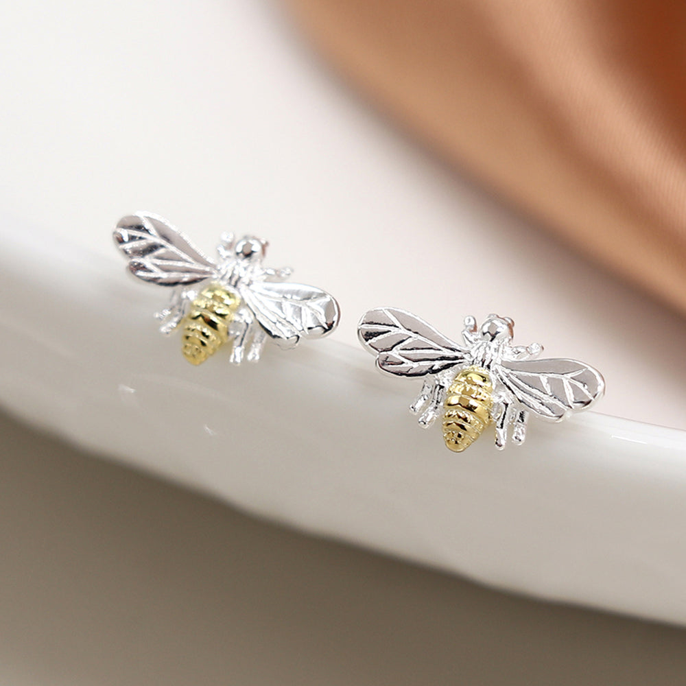 Bee Stud Earrings | Sterling Silver/Gold Plating | Mini Gift | Cracker Filler