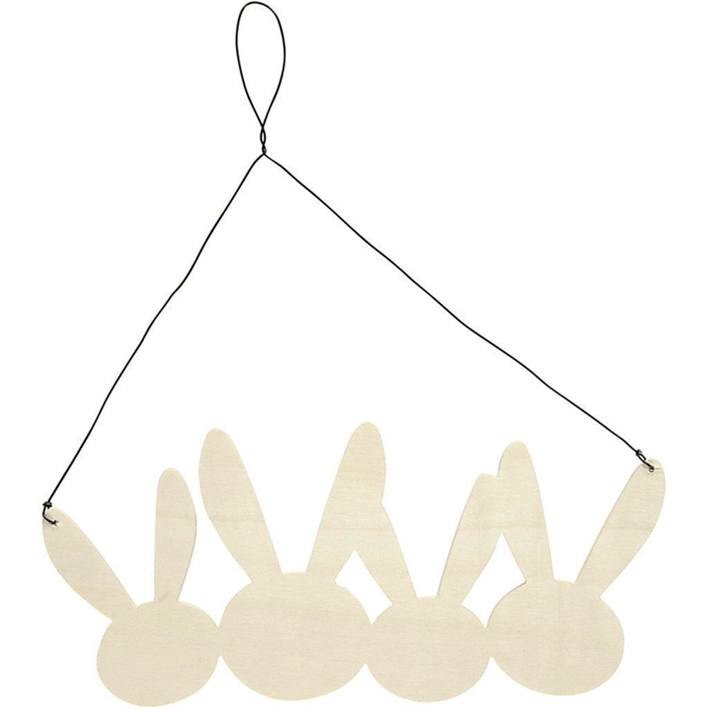 Hanging Easter Bunny Rabbit Family Wooden Plaque to Decorate - 25cm