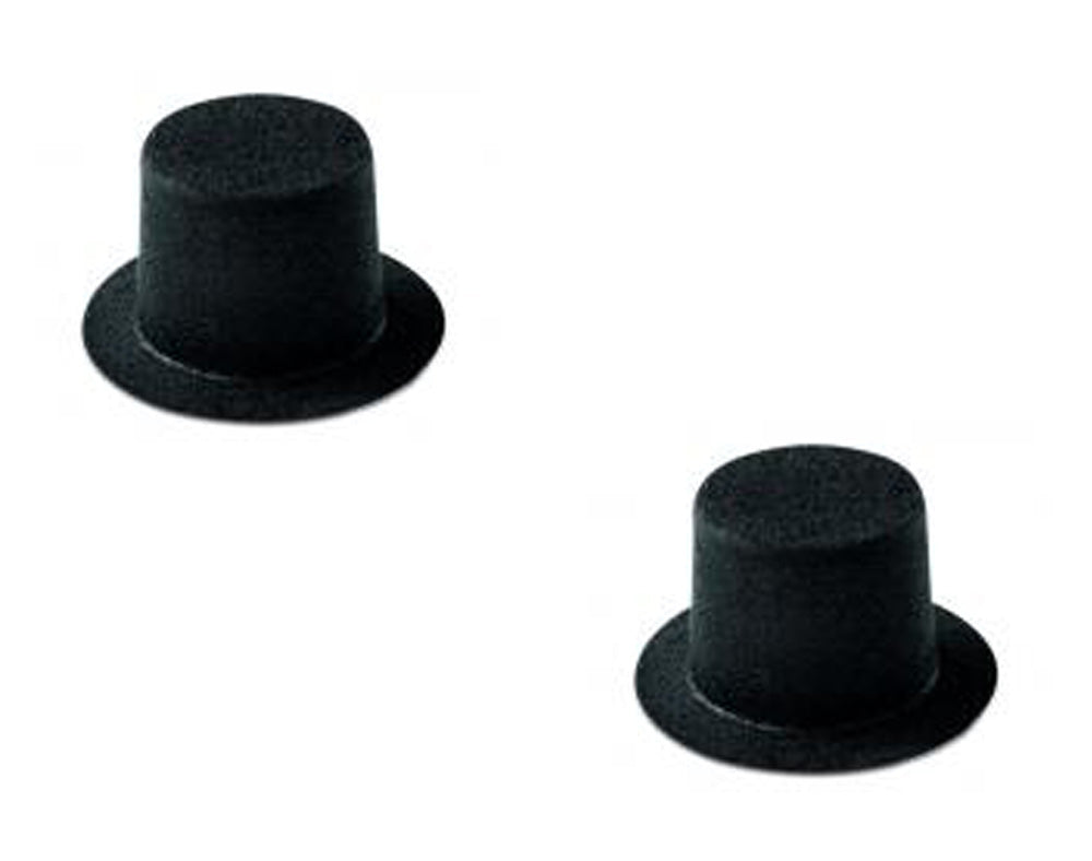 2 Flocked Mini Top Hats for Crafts - Choice of Sizes