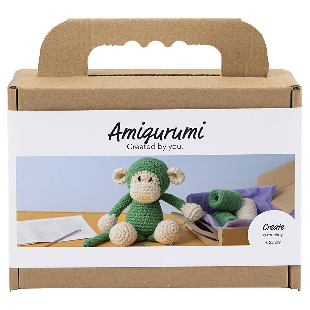 Amigurumi Complete Kit | Bright Green Monkey | Japanese Crochet | 22cm Long